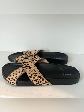 Birdies Robin Cheetah Calf Hair Slides 7